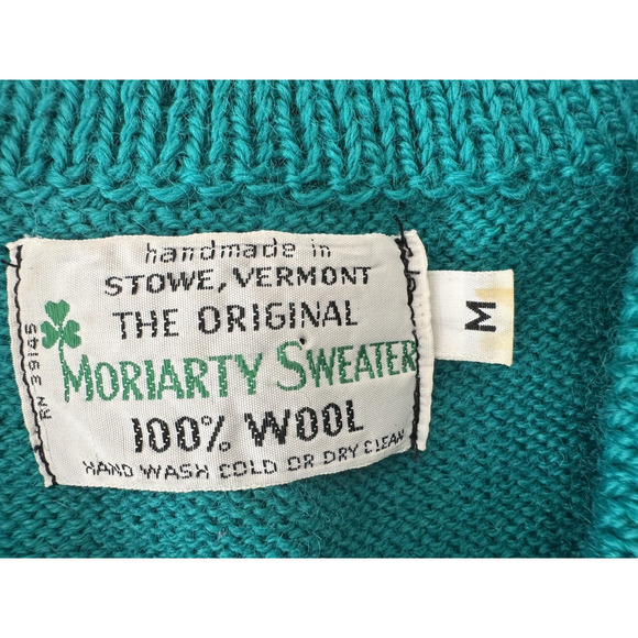 Moriarty Ski Sweater M Turquoise Blue Wool Handmade Vermont Snowflakes Fair Isle - Picture 8 of 9